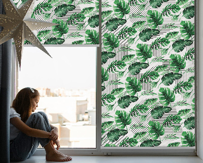 Roller blind for large window Tropical leaves