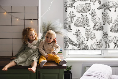 Roller blind for large window Gray foxes