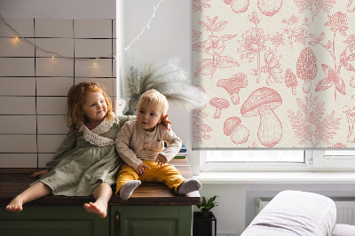 Modern roller blind Drawn mushrooms