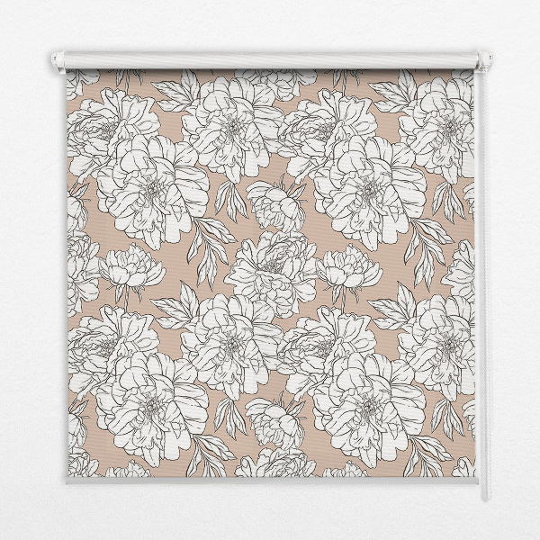 Fabric roller blind Drawn flowers