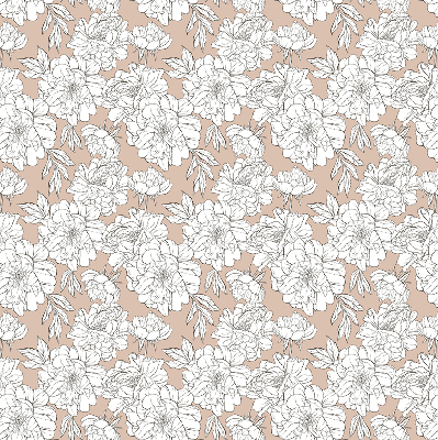 Fabric roller blind Drawn flowers