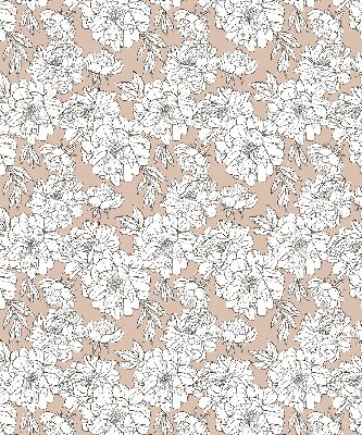 Fabric roller blind Drawn flowers