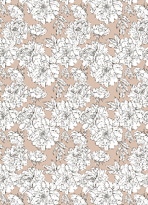 Fabric roller blind Drawn flowers