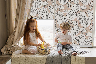 Fabric roller blind Drawn flowers