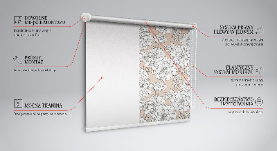 Fabric roller blind Drawn flowers