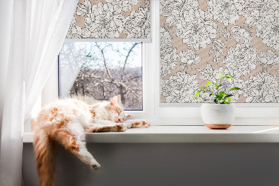 Fabric roller blind Drawn flowers