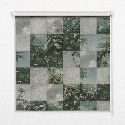 Roller blind for large window Tiled palm trees