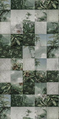 Roller blind for large window Tiled palm trees