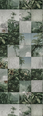 Roller blind for large window Tiled palm trees