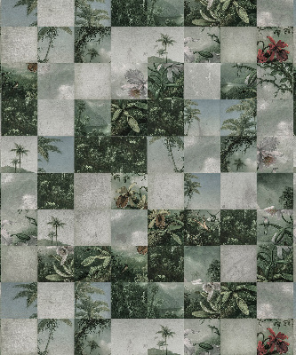 Roller blind for large window Tiled palm trees