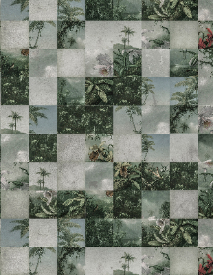 Roller blind for large window Tiled palm trees