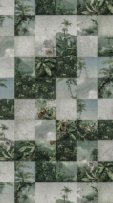 Roller blind for large window Tiled palm trees
