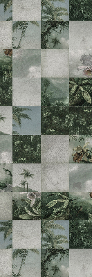 Roller blind for large window Tiled palm trees
