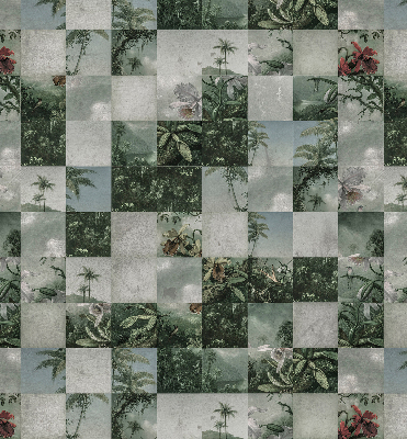 Roller blind for large window Tiled palm trees