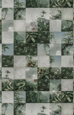 Roller blind for large window Tiled palm trees