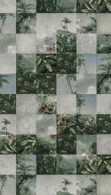 Roller blind for large window Tiled palm trees