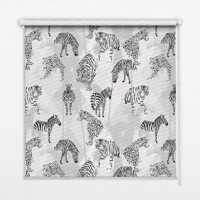 Fabric roller blind Gray animals