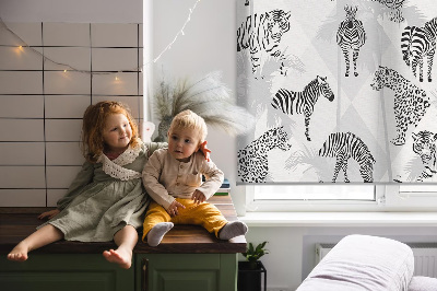 Fabric roller blind Gray animals