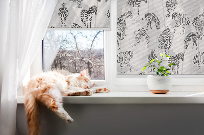 Fabric roller blind Gray animals