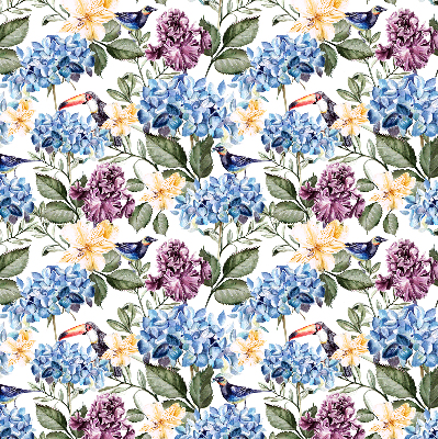 Modern roller blind Toucans and flowers