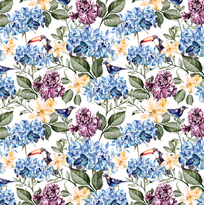 Modern roller blind Toucans and flowers