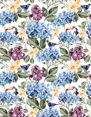 Modern roller blind Toucans and flowers
