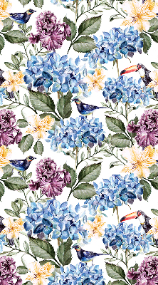 Modern roller blind Toucans and flowers