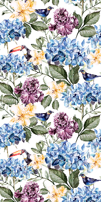 Modern roller blind Toucans and flowers