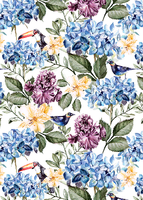 Modern roller blind Toucans and flowers
