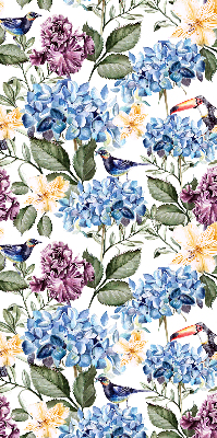 Modern roller blind Toucans and flowers