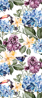 Modern roller blind Toucans and flowers