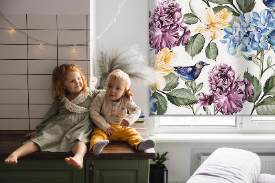 Modern roller blind Toucans and flowers