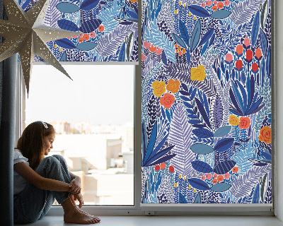 Roller blind for large window Colorful plants