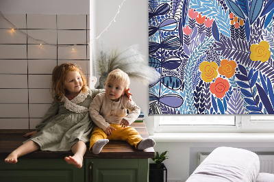 Roller blind for large window Colorful plants