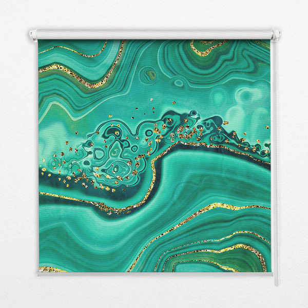 Roller blind for large window Green marble