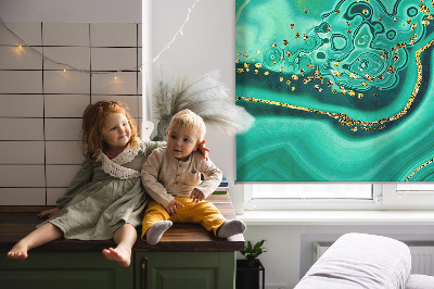 Roller blind for large window Green marble