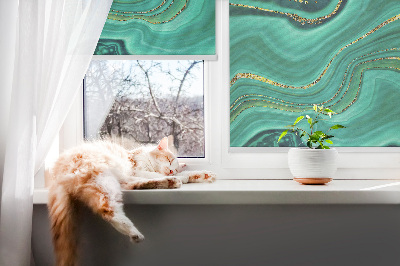 Roller blind for large window Green marble