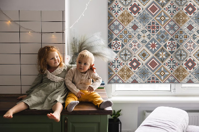 Roller blind for large window Decorative rhombuses