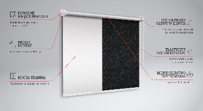 Fabric roller blind Elements on a black background