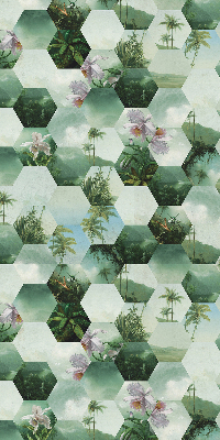 Roller blind for large window Green hexagons