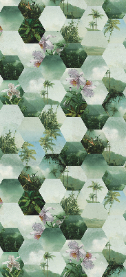 Roller blind for large window Green hexagons