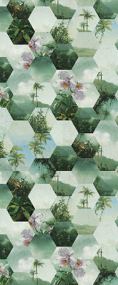 Roller blind for large window Green hexagons