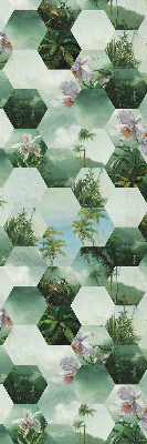Roller blind for large window Green hexagons