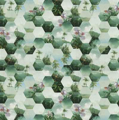 Roller blind for large window Green hexagons