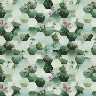 Roller blind for large window Green hexagons