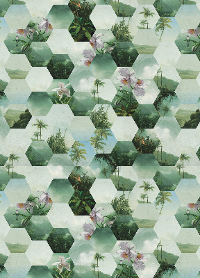 Roller blind for large window Green hexagons
