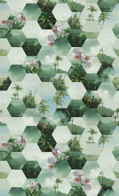 Roller blind for large window Green hexagons