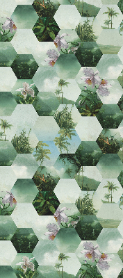 Roller blind for large window Green hexagons