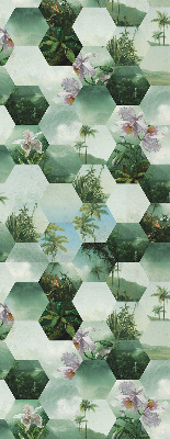 Roller blind for large window Green hexagons