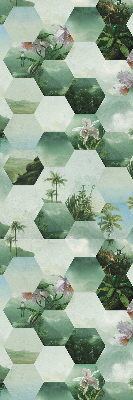 Roller blind for large window Green hexagons